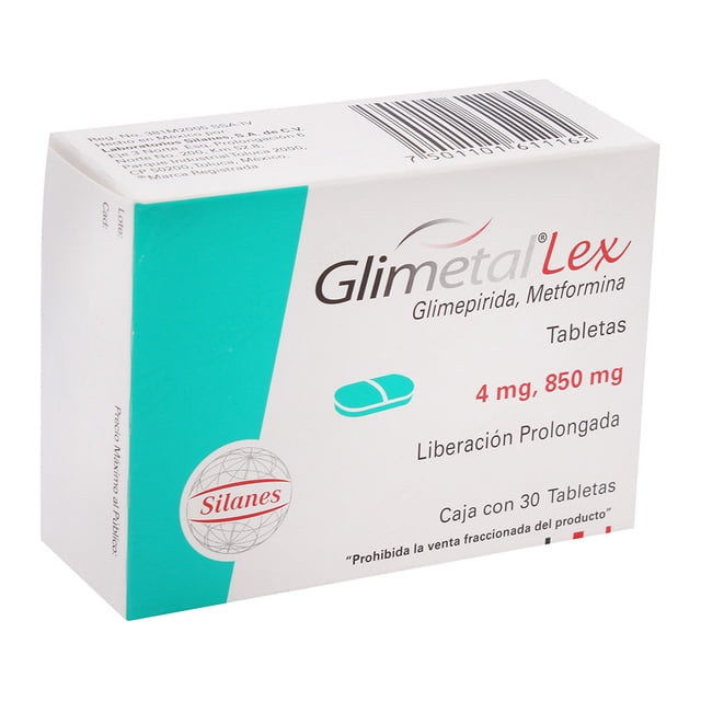 Glimetal Lex 4 mg 850 mg 30 tabletas de liberación prolongada