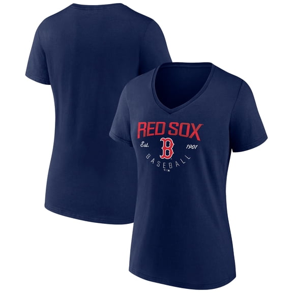 Women's Navy Boston Red Sox Live For It Team V-Neck T-Shirt