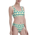 thumbnail image 4 of High Waisted Bikini Sets For Women, Cute Fried Egg Pine Green Swimsuits Tummy Control, Two Pieces Bathing Suit, 4 of 8