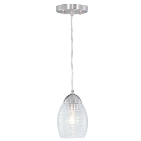 

Vaxcel Isley Satin Nickel Mini Pendant Ceiling Light Clear Spun Glass