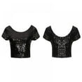 thumbnail image 4 of Women‘s Sequined O Neck Short Sleeve Backless Crop Top, 4 of 6