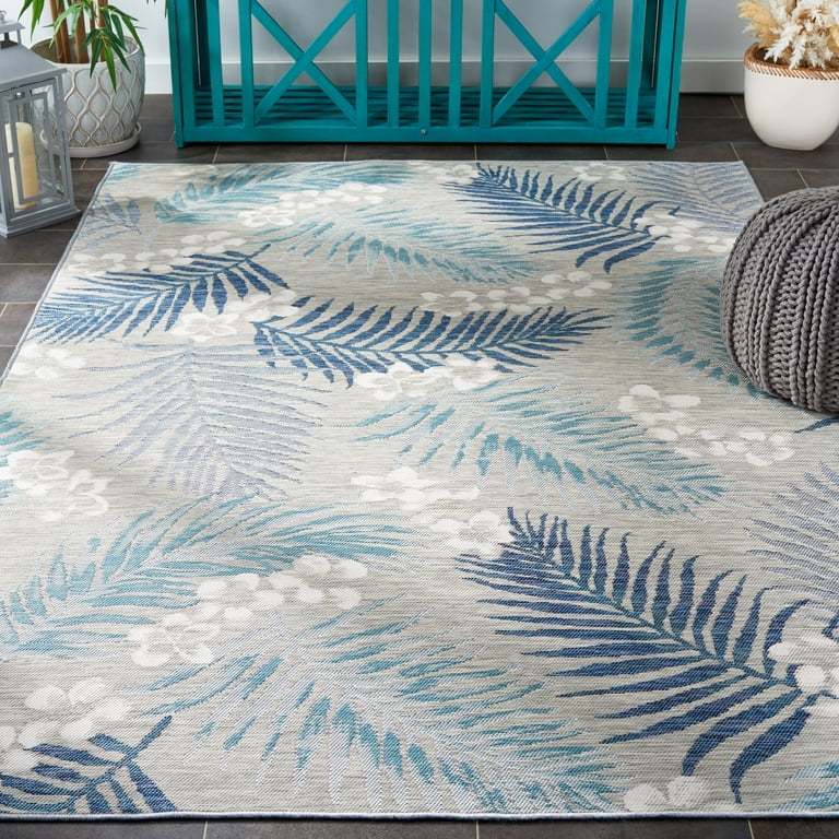 2' X 10' Gray And Ivory Floral Indoor Outdoor Area Rug 2' X 10' Gray And Ivory Floral Indoor Outdoor Area Rug