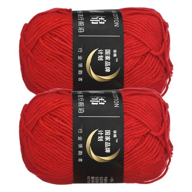 Unique Bargains Fil Acrylique Rouge Pâle, Lot de 2 Écheveaux de 50 g