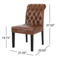 thumbnail image 5 of Light Brown PU - Button Tufted Diamond Stitch & Rolltop Design - Dining Room Use / Enhance Dining Space Ambiance with Comfortable Chairs, 5 of 6