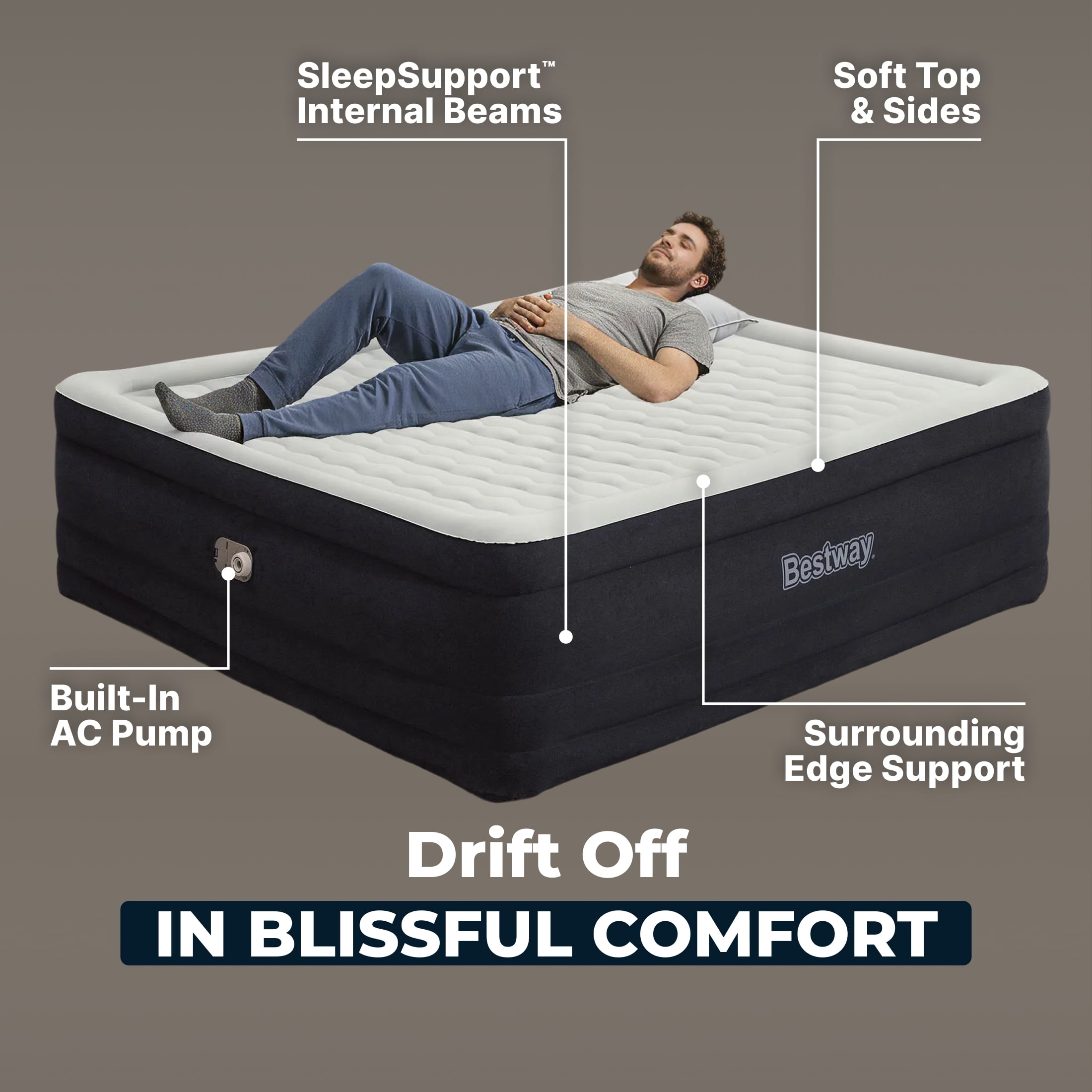 Bestway SleepSupport Air Mattress King 24” with Built-in AC Pump