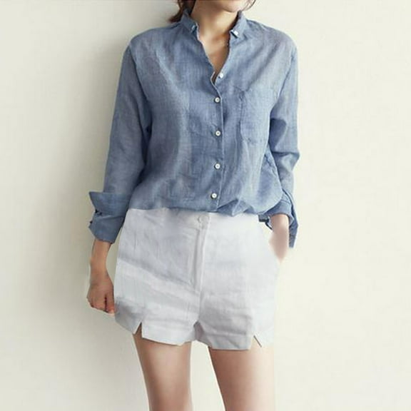 POETANCE Clothing! Oversized T Shirts for Women Long Sleeve Tops for Women Autumn Solid Color Thin Cotton Linen Loose Sunscreen Shirt T Shirts for Women Fitted Shirts Casual Basic Tee L