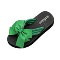 thumbnail image 2 of BADHUB Women's Flower Casual Flip Flops Boho Open Toe Slip On Bowknot Flat Dressy Sandals Beach Vacation Slippers Green 40, 2 of 6