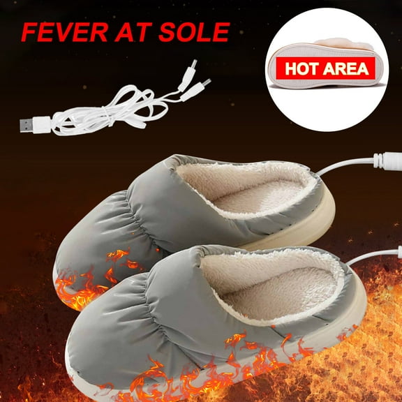 Herrnalise USB Heated Slippers Heated Feet Warmer Winter Office Heating Shoes Warm Plush Indoor Comfy Slippers Women Shoes on Clearance
