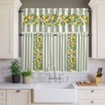 thumbnail image 4 of 3 Piece Kitchen Curtains and Valances Set Sage Green Stripes Cafe Curtains 36 Inch Length Summer Spring Botanical Lemon Leaves Valance & Tier Curtain for Living Room Bedroom Window 54"x18"+27"x36"*2, 4 of 6