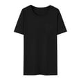thumbnail image 4 of WTXUE Business Casual Tops Oversized Tshirts Round Neck Short Sleeve Tops Fashionable Casual Tunic Tops Solid Color T Shirt with Pocket Blouses for Women Elegant Blouses Plus Size Blouses Black Xl, 4 of 4