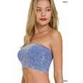 thumbnail image 2 of Zenana Women's Narrow Pattern Knit Washed Ribbed Bandeau Seamless Nylon Cropped Tube Top, 2 of 4