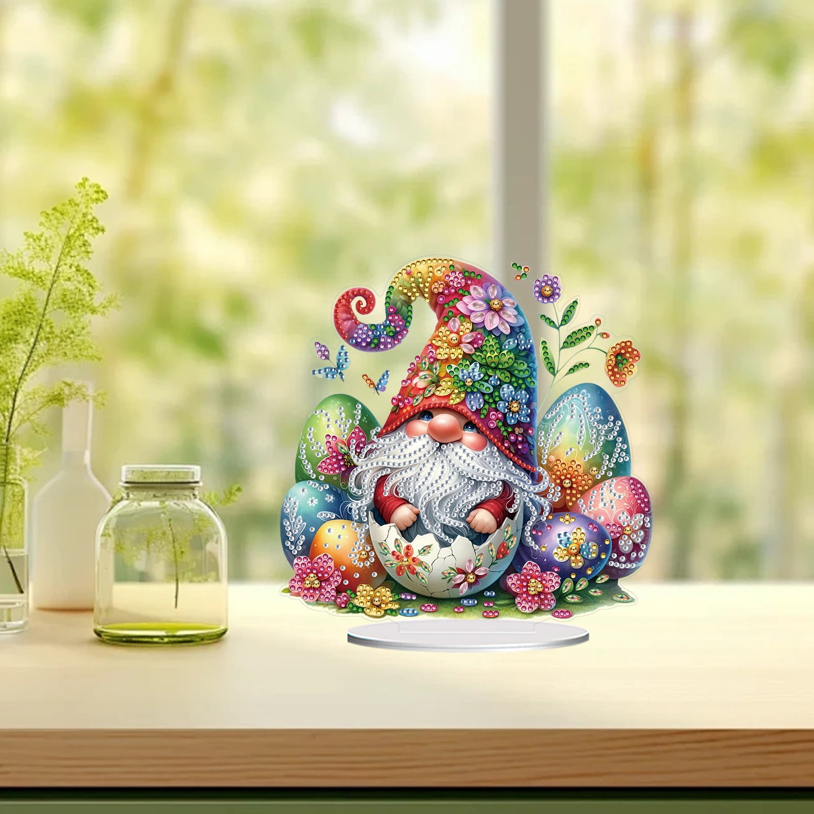 FLOPESN 2Pcs DIY Diamond Art Painting Easter Goblin Ornament Kits with Oval Base, Single-Sided Diamond Painting PET Craft for Home Decor