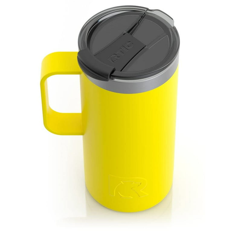RTIC 16 oz Coffee Travel Mug with Lid and Handle, Stainless Steel  Vacuum-Insulated Mugs, Leak, Spill Proof, Hot Beverage and Cold, Portable Thermal  Tumbler Cup for Car, Camping, Sunflower 