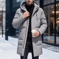 thumbnail image 2 of Ceisia Mens Mid Length Hooded Zipper Winter Puffer Coat Thick Warm Insulated Casual Outerwear For Men Gray XXXXL Gift, 2 of 5