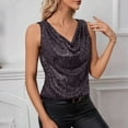 thumbnail image 5 of Women'S Sequin Tank Top Sparkly Sleeveless Dressy Party Shirts Holiday Scoop Neck Shimmer Tops Going Out Outfits,Summer Sleeveless Tanks Tops Blouses,Club Draped Cocktail Camisole Vest Blouse Black L, 5 of 7