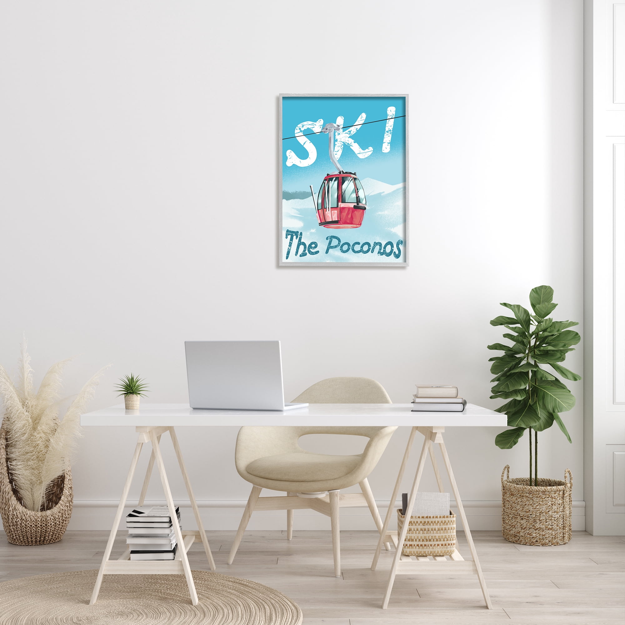 Stupell Industries The Poconos Red Ski Trolly Snowy Mountain Hill, 24 x 30, Design by Ziwei LI