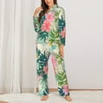thumbnail image 3 of Disketp Pajamas Set Long Sleeve Sleepwear Womens Button Down Nightwear Pj Sets-Tropical Flowers, 3 of 9