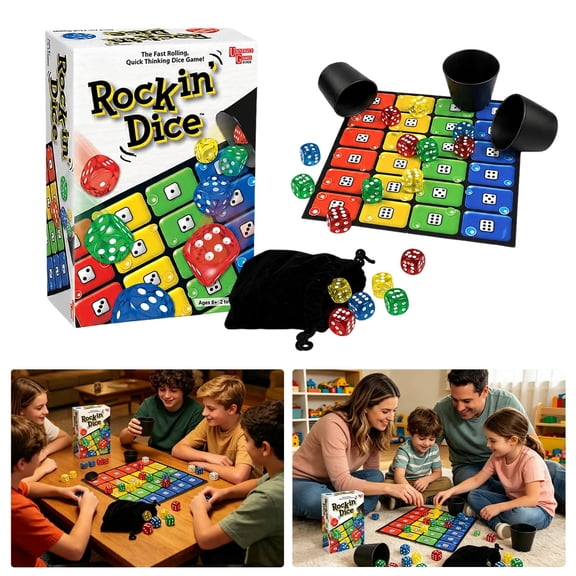 Rocking Dice Game,Non-Stop Fast Simultaneous Gameplay Dice Rolling Board Game,Fast-Paced Party Game for Family Game Night Travel Camping,Fun Gift for Players and Game Enthusiasts