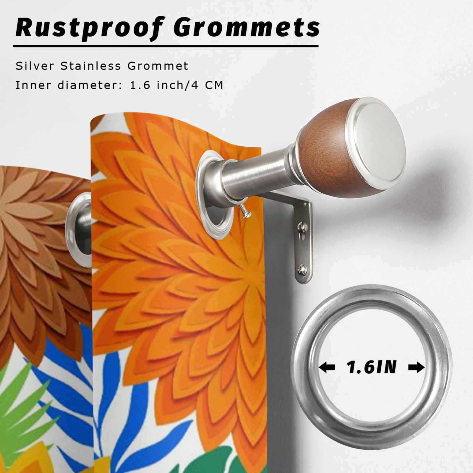 Dahlias Bloom Outdoor Curtains for Patio, Modern Exotic Minimalist Red Blue Yellow Orange Brown Flowers Sunshade Privacy Drapes Grommet Waterproof Outside Curtains for Porch Balcony 54"x108", 1 Panel