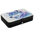 thumbnail image 3 of Leather Jewelry Box Rectangular 8.27x5.5x1.78In Travel Jewelry Storage Earrings Necklace Bracelet Watch Brooch Storage Cool Blue Wolf, 3 of 8
