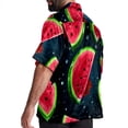 thumbnail image 3 of Watermelon Men's Casual Poplin Button Down Short Sleeve Shirts for Summer Beach - Unisex, 3 of 6