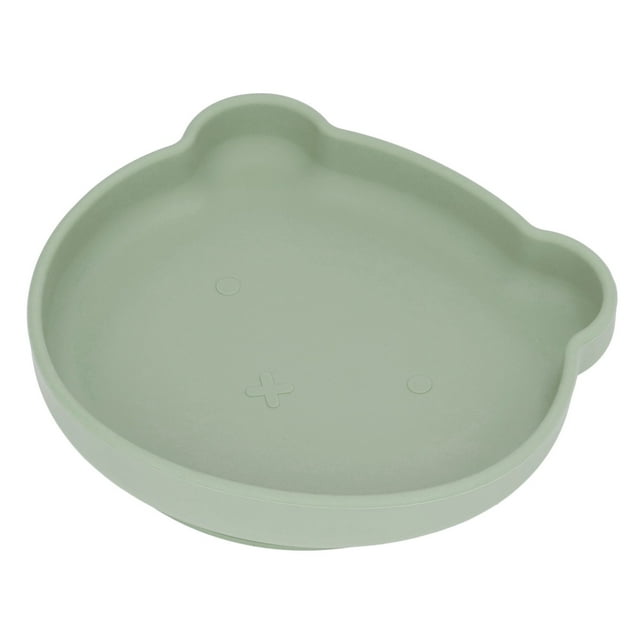 Baby Suction Plate, Soft Touch Baby Suction Utensil Temperature Resistant for Lunch Dark Green