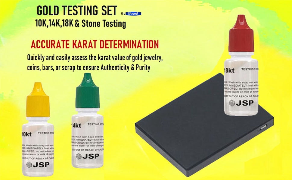 Gold Jewelry Testing Kit 10K 14K 18K with Scratch Stone and Wooden Storage Box
