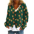thumbnail image 1 of Puntoco Chaqueta De Punto Informal Con Estampado De Hojas Para Mujer, Chaqueta Con Botones, Abrigo De Felpa, Para Otoño E Invierno, 1 of 4