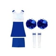 thumbnail image 4 of Sywiyi Ensemble de Danse Cheerleading pour Filles, Robe de Tennis Golf avec Shorts 2 Pcs Fleurs Rayées Bleu Royal 8, 4 of 5