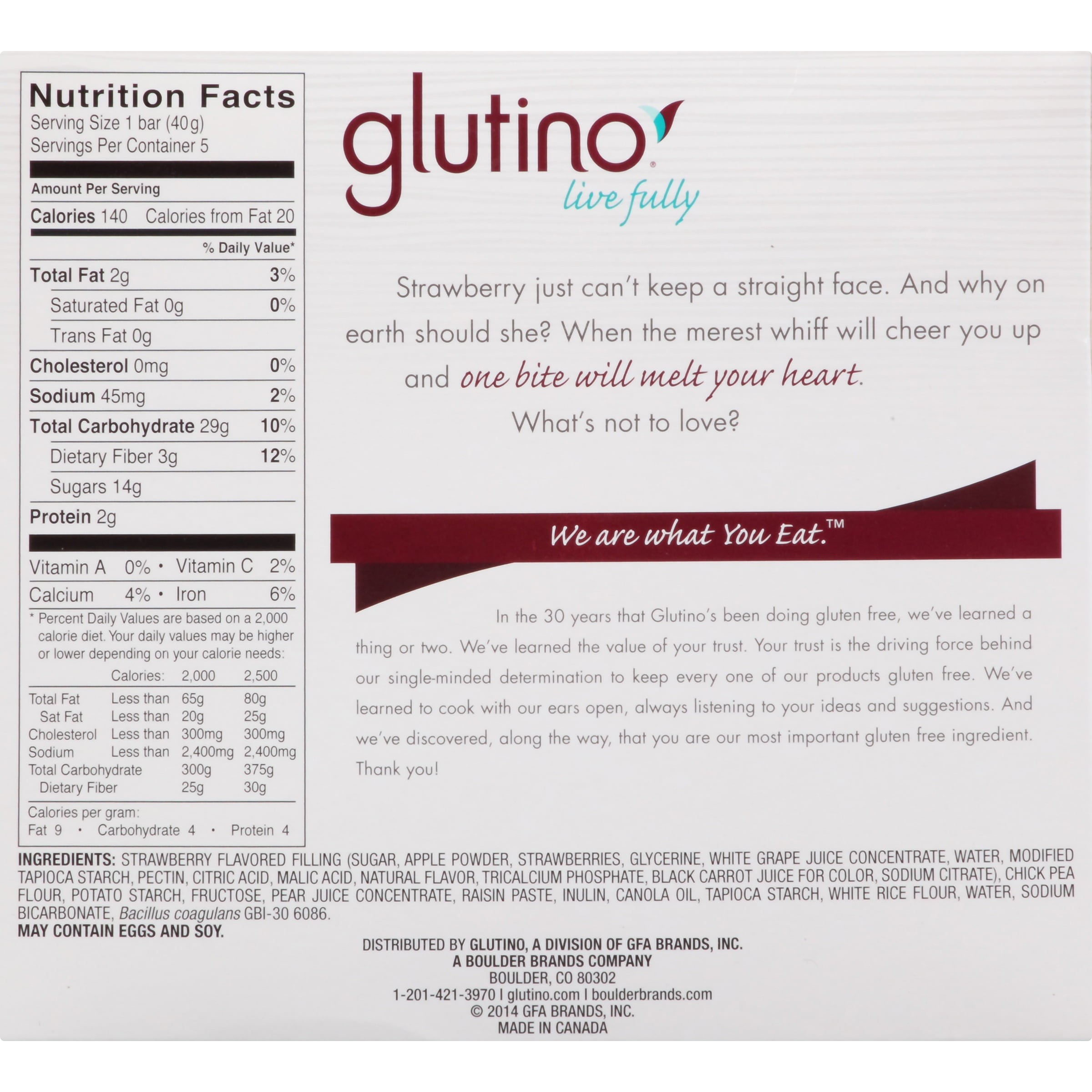 Glutino Gluten Free Oven Baked Bars, Strawberry, 5 Ct, 7.05 Oz | eBay