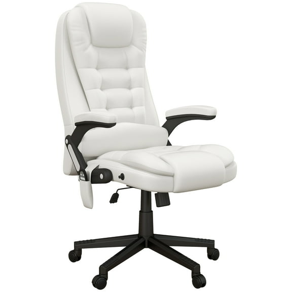 HOMCOM High-Back Vibration Massage Chair, Heating Office Chair, White