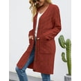 thumbnail image 4 of Womens Long Sleeve Cable Knit Long Cardigan Open Front Button Sweater Outerwear, 4 of 6