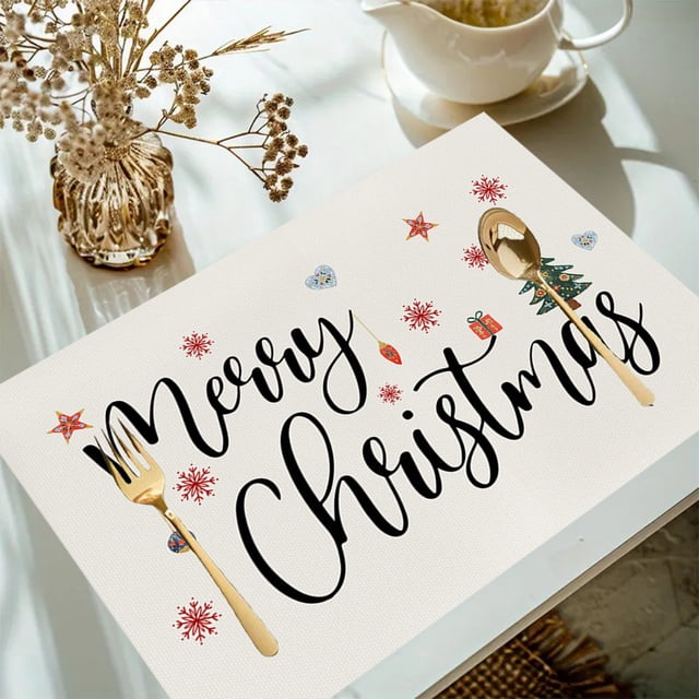 Christmas Tree Placemats for Holiday Table Setting Kitchen Dining Room