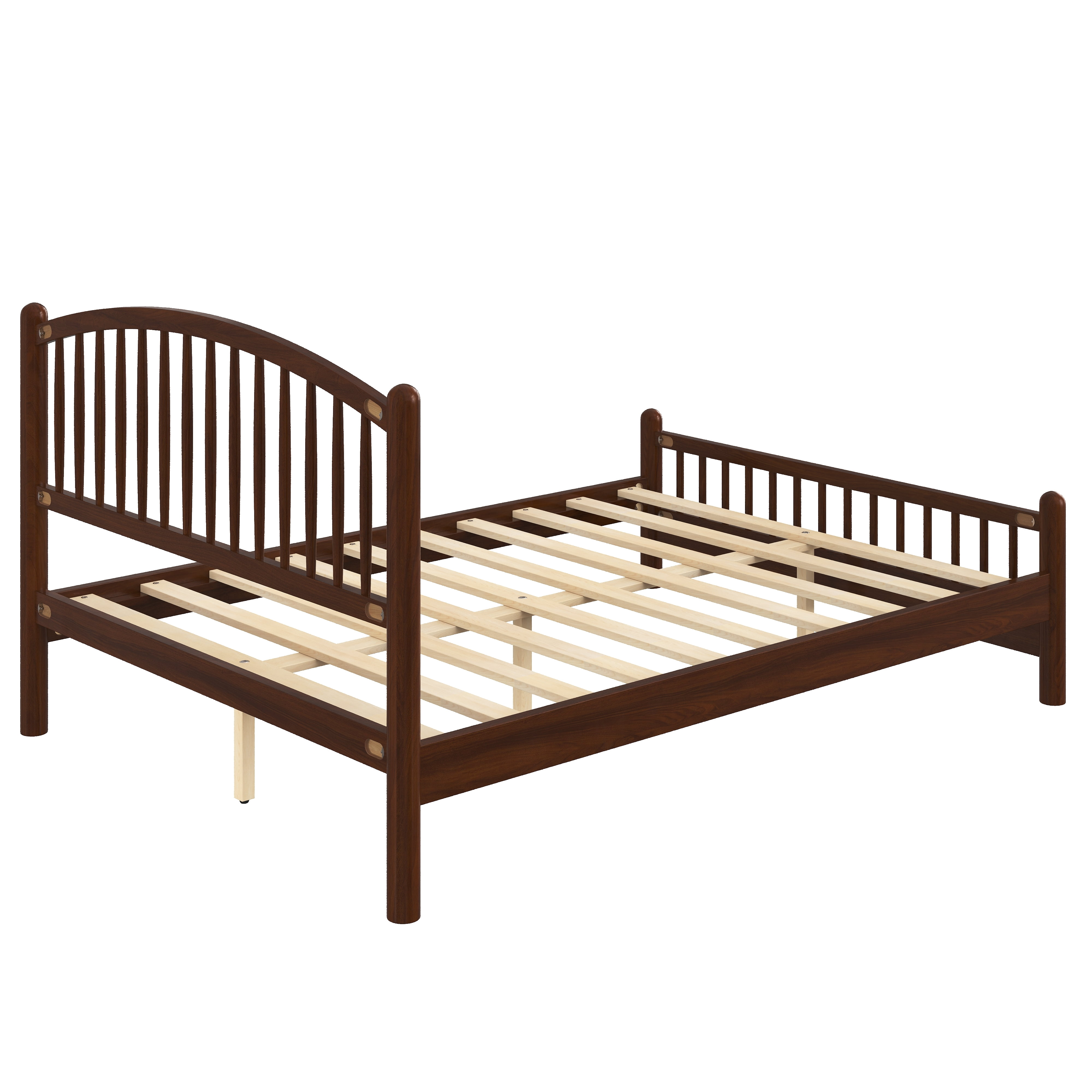 Euroco Queen Size Wood Platform Bed with Arched Headboard, No Box Spring Needed, Espresso