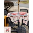 thumbnail image 4 of Outdoor Tablecloth with Umbrella Hole and Zipper, Valentine's Day Square Table Cloth 60x60 Inch Waterproof Tablecloth, Watercolor Heart Gnomes Couple Love Pink Picnic Table Cover for Patio Camping, 4 of 7