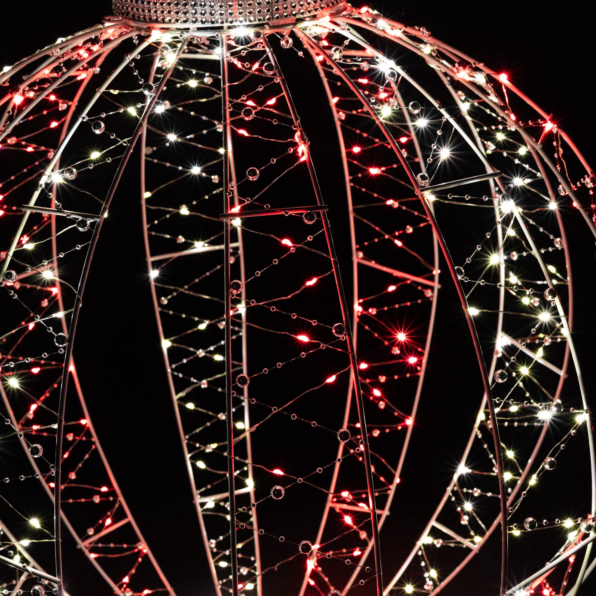 LED Lighted 3-D Ball Ornament Christmas Yard Decoration - 24" - Red and Warm White