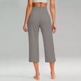 thumbnail image 5 of Nooxsoe Womens High Waisted Capri Pants Drawstring Elastic Waist Cotton Linen Loose Straight Leg Cropped Trousers with Pockets Summer Travel Gray XL, 5 of 9
