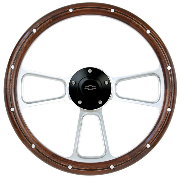 NEW ITEM! 1960 - 69 Chevy C/K Series Pick-Up Billet & Wood Steering Wheel Kit"