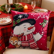 Merry Christmas Pillow Cover, Natural Burlap Christmas Sofa Living Room Holiday Decorate Cushion Case, Christmas Bell Snowman Santa Claus Pillowcase New Year Family Decoration