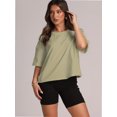 thumbnail image 4 of Women Cropped T-Shirts Drop Shoulder Round Neck Crop Tops Casual Summer Solid Color Basic Tees, 4 of 4