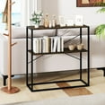 thumbnail image 5 of Costway 36” Console Table with Wooden Textured Open Shelves & Metal Frame for Hallway Brown, 5 of 11