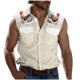 thumbnail image 1 of Camisas de Cuello para los Hombres de Moda Casual Imprimir Turndown Cuello sin Mangas Bolsillos Deportivos Tanque, Ligero Top de Verano, 1 of 5