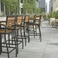 thumbnail image 4 of Flash Furniture Lark Commercial Grade Bar Height Stool with Arms, All-Weather Outdoor Bar Stool with Faux Wood Poly Resin Slats and Aluminum Frame, Teak, 4 of 12