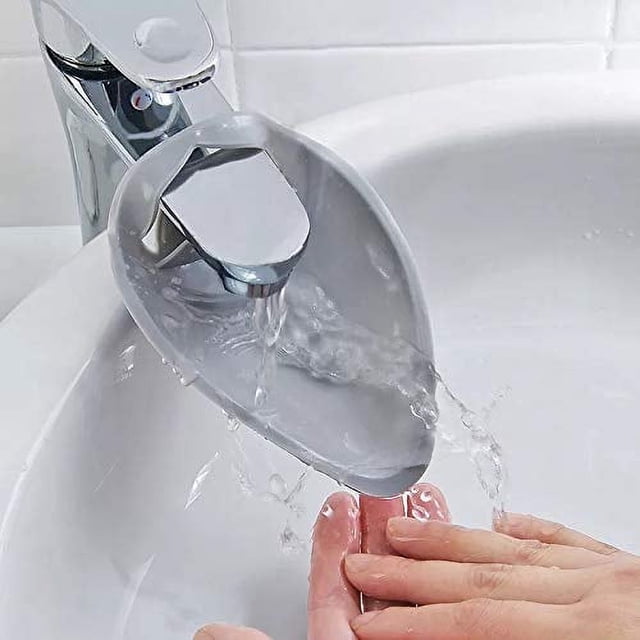 Extensor de fregadero para grifo, extensor de grifo de plástico de alta calidad sensible a la temperatura para niños pequeños, fácil instalación para la cocina en gris