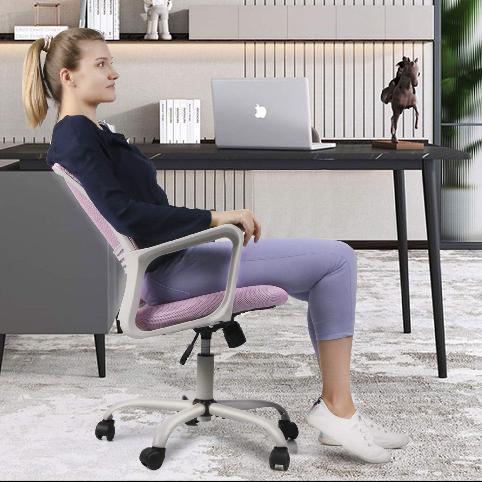 Smugdesk Home Office Chair, Upholstered Mid Back Support Swivel Comput –  SmugDesk