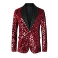 thumbnail image 5 of BLAZERS DE HOMBRE INSPIRE CHIC Con Solapa Pico Un Botón Brillante Argyle Paillettes M Rojo, 5 of 5