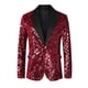 thumbnail image 5 of BLAZERS DE HOMBRE INSPIRE CHIC Con Solapa Pico, Un Botón, Brillante, Argyle, Lentejuelas, Rojo, 5 of 5