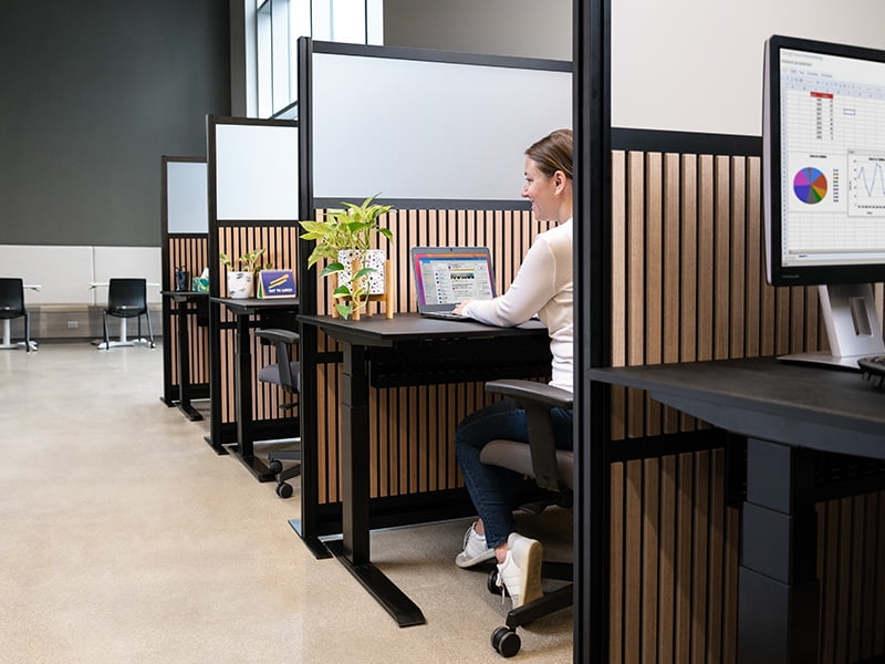 Stand Up Desk Store Grove Modular Wall | Modern Style Partition, Cubicle Wall & Room Divider for Office, School, Library | Recycled PET Noise Reduction Panels  | 70x48”