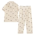 thumbnail image 4 of FUNDUFI Womens Pajama Sets Short Sleeve Cartoon Dog Prints Pajama Tops With Sleepwear Long Pants Oversized 2Pcs Pjs Outfit Set Soft Lightweight Lounge Sets Comfy Homewear, 4 of 9