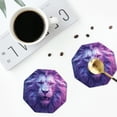 thumbnail image 5 of Pofeuu Cool Lion Head Print Leather Coasters Set of 6, Round Cups Mugs Mat Pad for Home Kitchen Heat Resistant Drink Coasters,Octagon, 5 of 7